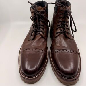 Warfield & Grand Potrero Men’s Leather Lace Up Brown Brogue Compass Boots